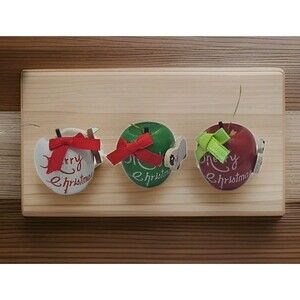 Vintage Merry Christmas To My Teacher 3 Apples With Animals Tree Ornaments Gift